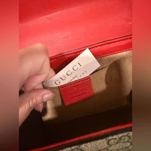 GG Supreme Monogram Padlock red and pink bag with gold chain - Picture 15 of 16